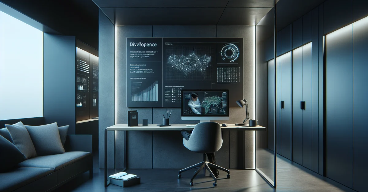 A modern workspace featuring a user interacting with the Unsloth Studio interface on a computer, focusing on AI optimization without big tech.