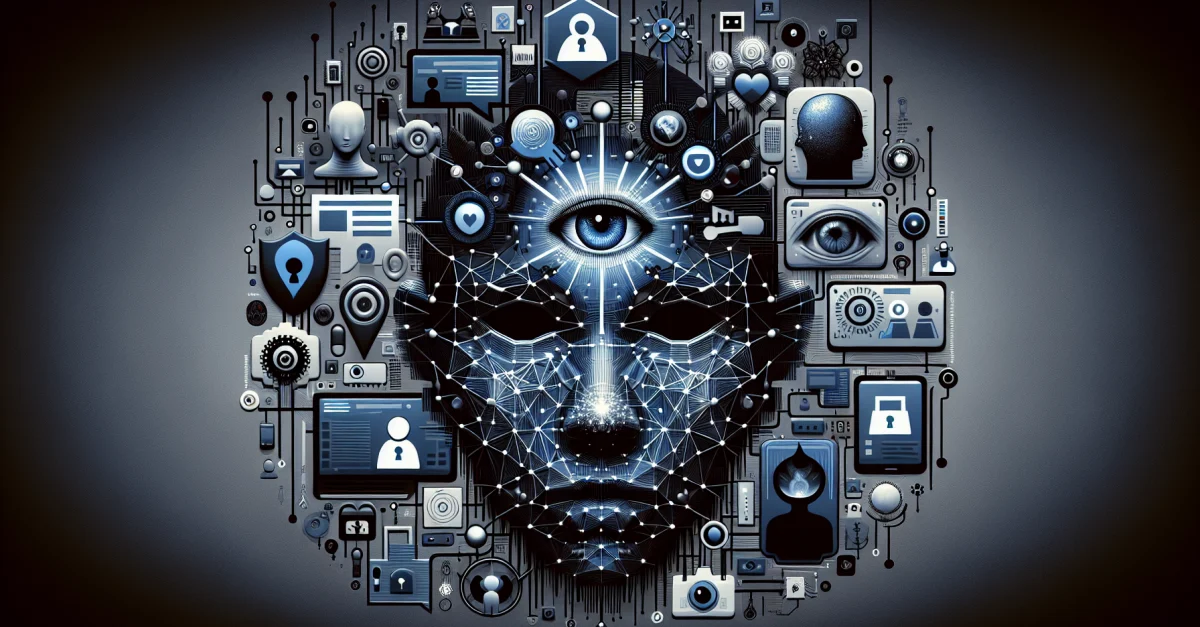 Eine digitale Darstellung der Rolle von KI im monetarisierten Missbrauchsökosystem auf Telegram, mit einem Fokus auf Kommunikation und Technologie.