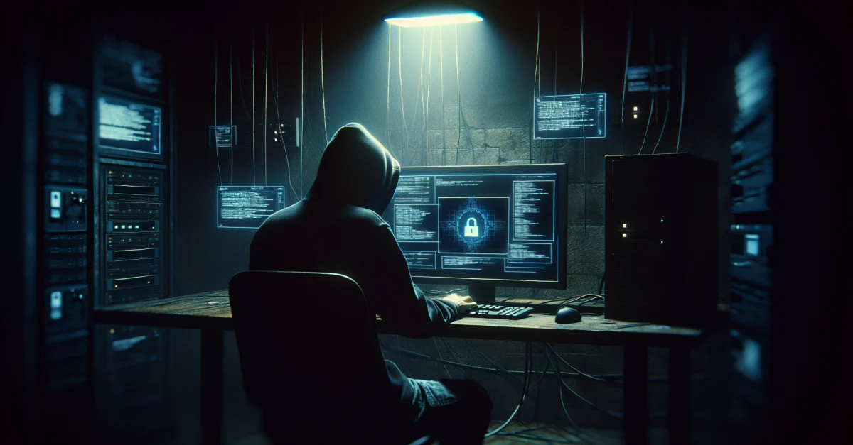 Dunkle Darstellung eines Nutzers im Dark Web, der die Anonymität und die Risiken illegaler Aktivitäten symbolisiert. Jeder dritte Nutzer hat eine Vorstrafe.