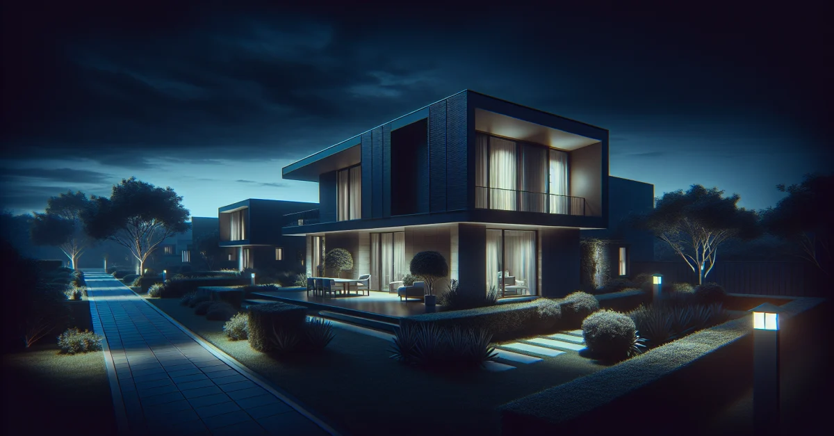The image shows the modern home of Sam Altman, surrounded by a somber atmosphere that reflects fears regarding the risks of artificial intelligence.
