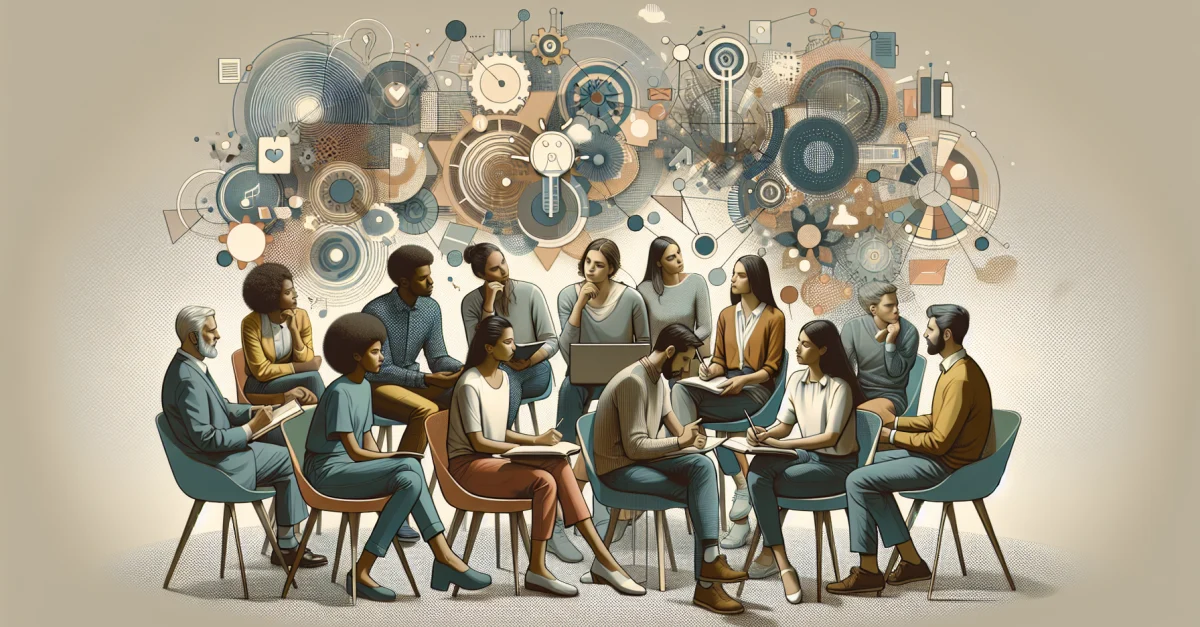 Eine Gruppe von Studenten und Lehrenden diskutiert über die Zukunft der Bildung und die Auswirkungen von KI auf traditionelle Lehrmethoden an der SHASS des MIT.