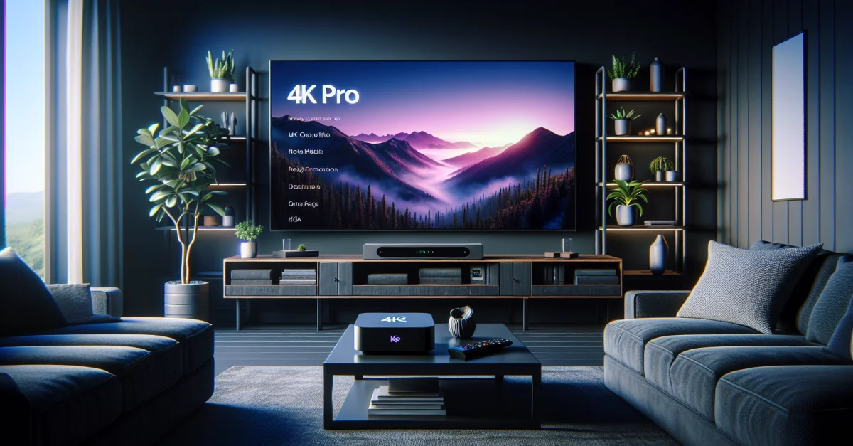 Walmart Onn 4K Pro Streaming-Box in modernem Wohnzimmer, das erschwingliche Technologie und stilvolles Wohnen vereint.