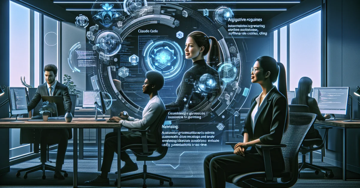 A programmer uses Claude Code in a modern office, showcasing the innovative technology for automating programming processes.