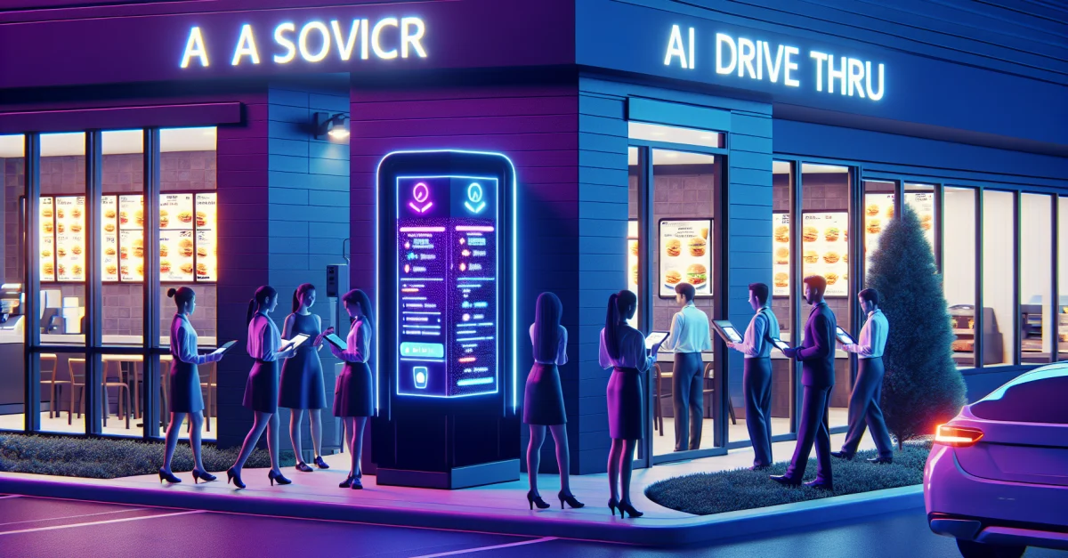 Dairy Queen drive-thru featuring an AI chatbot enhancing the ordering process and improving service. Innovative technology in the fast-food industry.