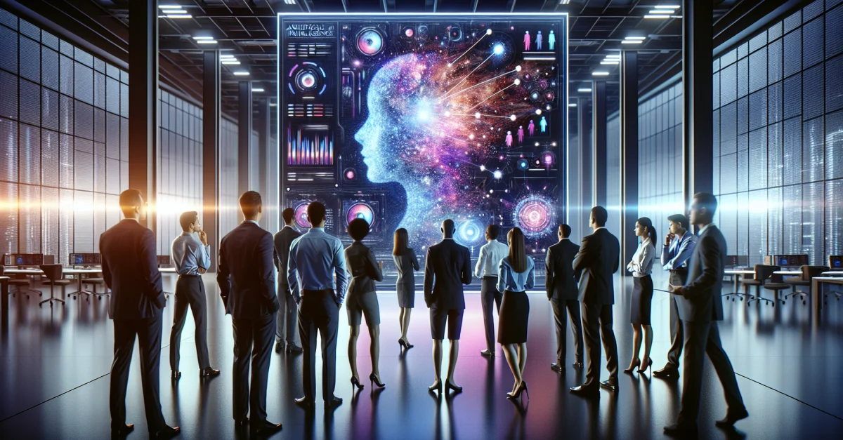 Professionals discuss Claude Opus 4.7 in a modern office, highlighting the significance of the new AI technology.
