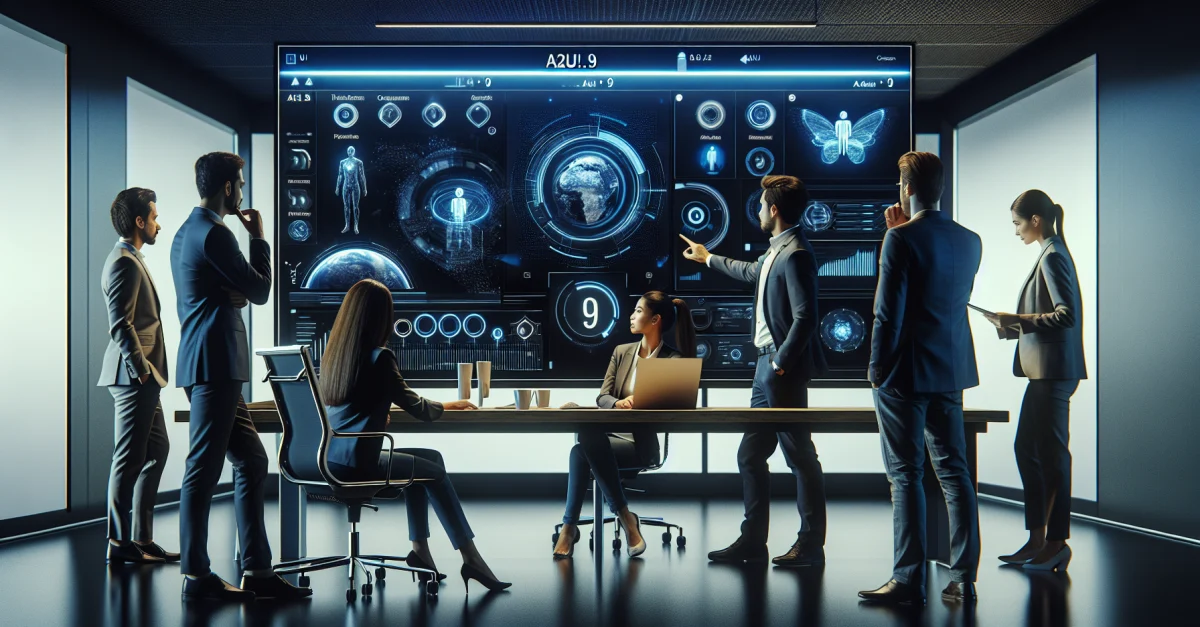 Innovative A2UI 0.9 Benutzeroberfläche wird von einem Team in einem modernen Arbeitsumfeld präsentiert, das die Zukunft der KI-Agenten revolutioniert.