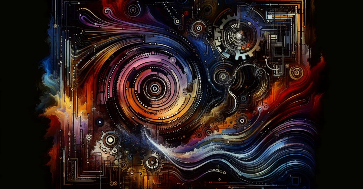 Abstrakte Darstellung von Innovation in der Technologie, die den Übergang von alten zu neuen Ideen symbolisiert.