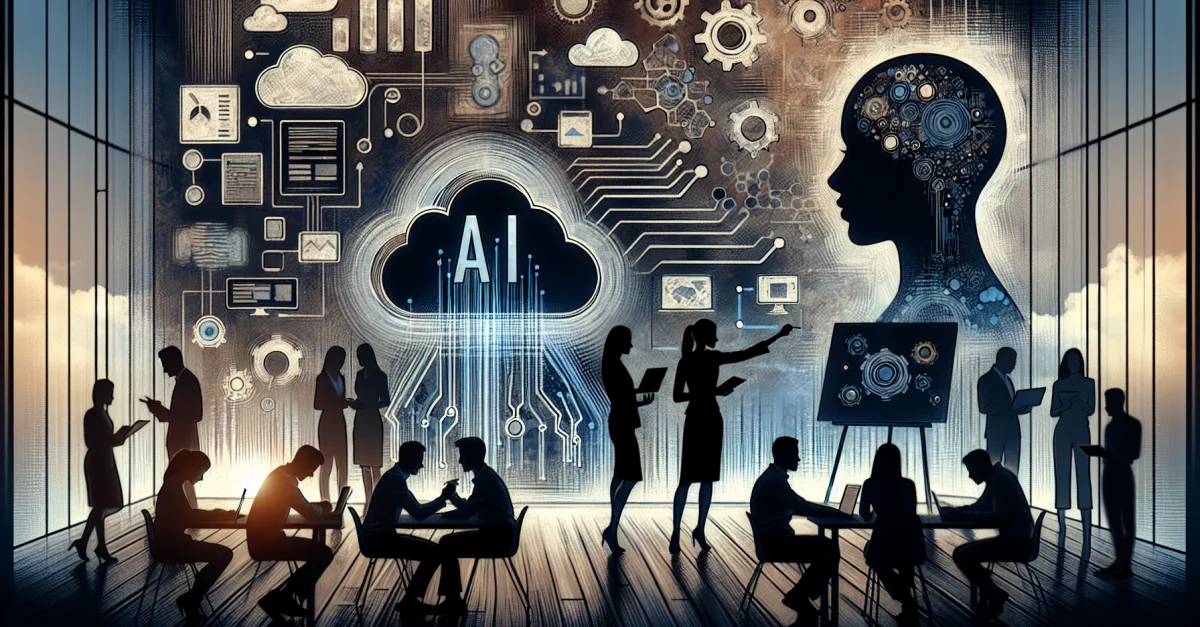 Visualisierung der neuen Partnerschaft zwischen OpenAI und Microsoft, die den Wandel in der KI-Technologie und den Wettbewerb im Markt darstellt.