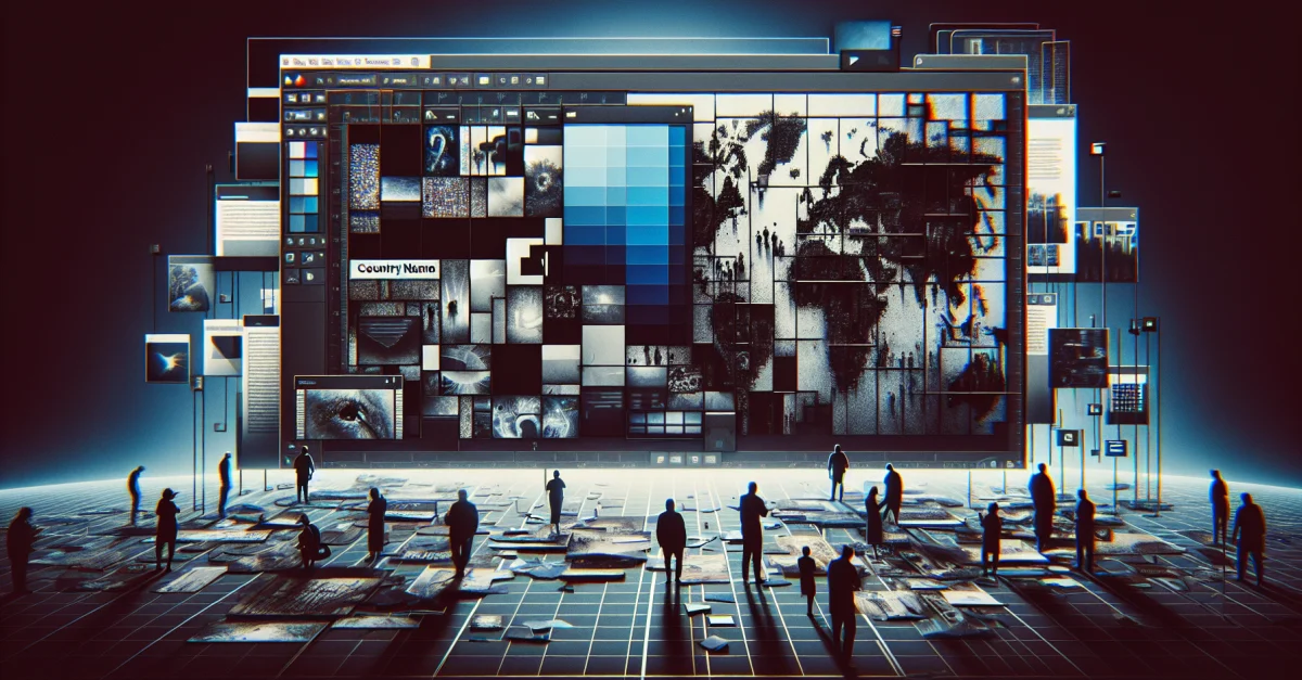 Visualization of the Canva scandal, highlighting the censorship of the term 'Palestine' by the AI feature Magic Layers.