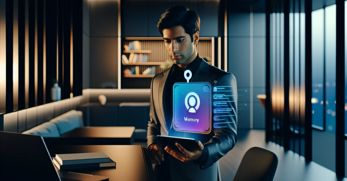 Ein Benutzer interagiert mit der Gemini KI in einem modernen Arbeitsumfeld, das die neue Memory-Funktion zeigt, die personalisierte Gespräche ermöglicht.