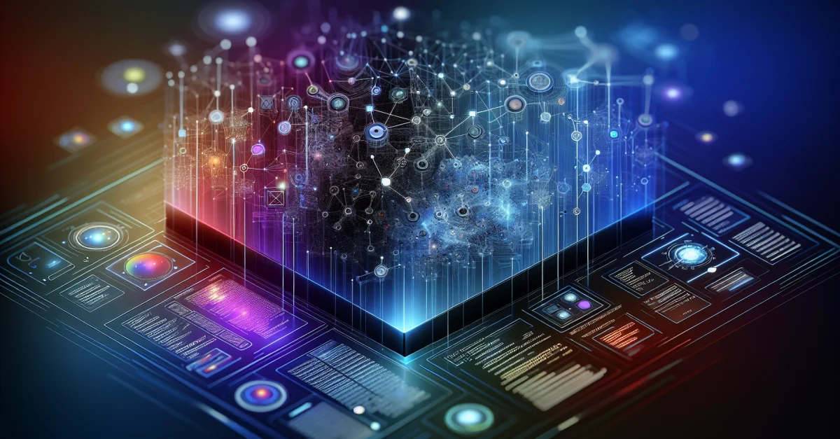 Nahaufnahme eines digitalen Interfaces mit komplexen Algorithmen und Entscheidungsbäumen, das strategisches Denken in der KI-Entwicklung symbolisiert.