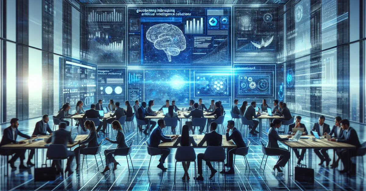 Ein Team von Fachleuten diskutiert in einem modernen Büro über innovative KI-Lösungen, symbolisiert den Aufstieg von Anthropic zur Billionenbewertung.
