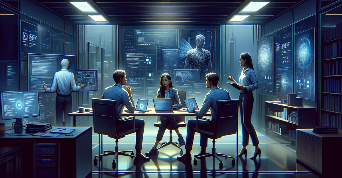 Drei Forscher, darunter Barret Zoph, diskutieren in einem Büro über die Rückkehr zu OpenAI nach Kontroversen bei Thinking Machines.