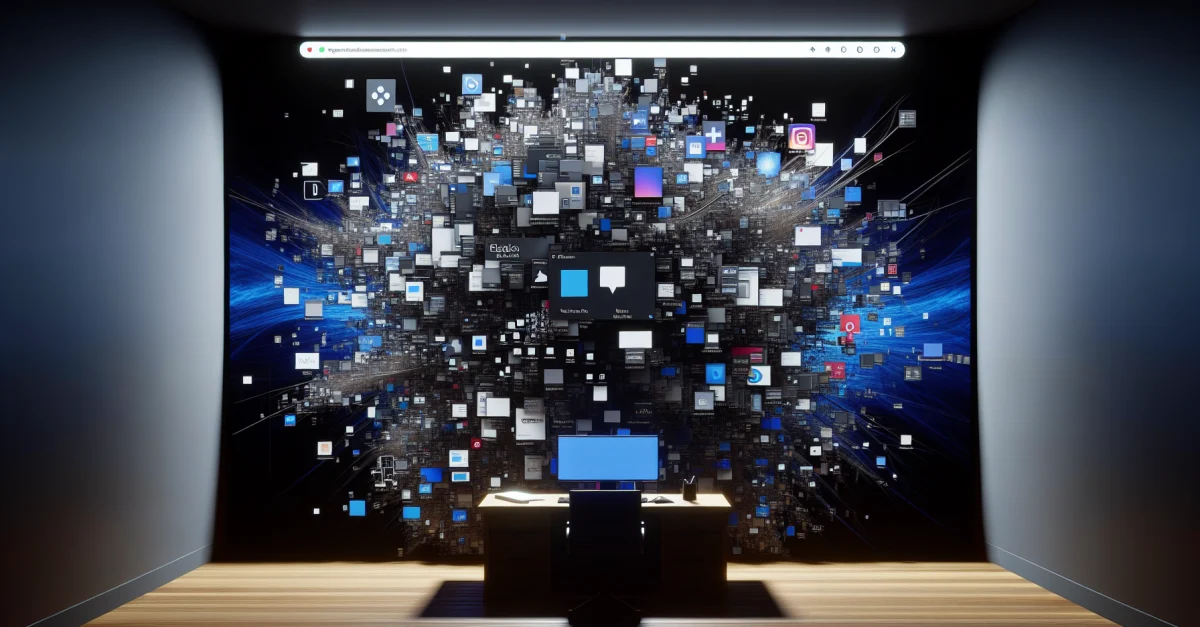 Das Bild zeigt das überdimensionierte Startmenü von Windows 11 auf einem Computerbildschirm, das die Benutzerfreundlichkeit beeinträchtigt.