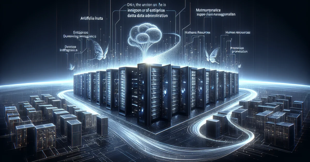 Futuristic data center illustrating the integration of AI and enterprise data management, symbolizing the partnership between Snowflake and OpenAI.