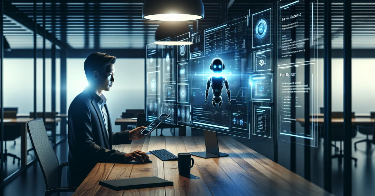 Ein Benutzer interagiert mit einer modernen KI-Oberfläche, die Claude Code zur Automatisierung wiederkehrender Aufgaben zeigt. Effizienz und Innovation stehen im Fokus.