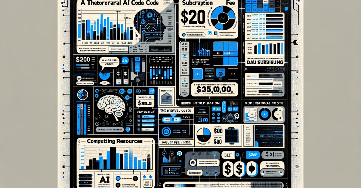 Infographic on the cost analysis of Anthropic's Claude Code subscription, highlighting price discrepancies and hidden costs for users. Sustainability in the AI sector.