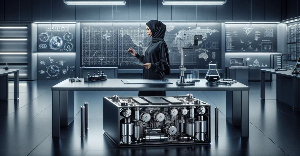 Ein Wissenschaftler untersucht eine neuartige Festkörperbatterie im modernen Labor von Donut Lab, um Missverständnisse über die Technologie zu klären.