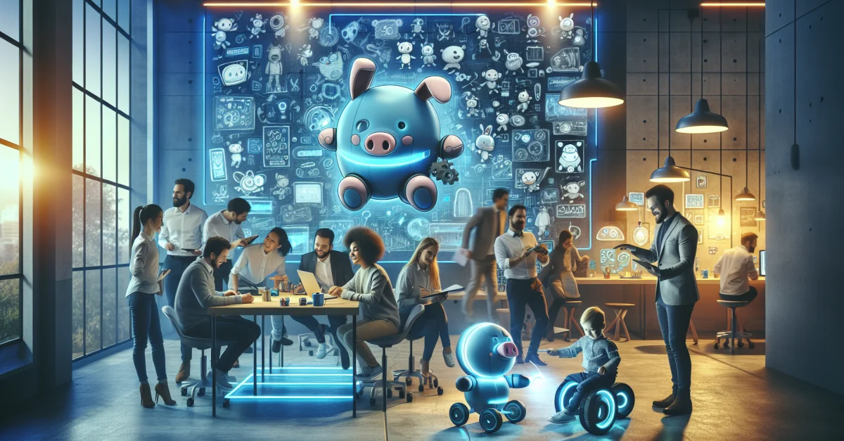 Hasbro integriert KI in den Designprozess von Peppa Pig, um die Zukunft der Spielzeugindustrie zu gestalten. Kreatives Team arbeitet an digitalen Konzepten.