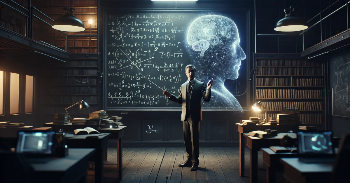 Professor Jesse Thaler präsentiert die Verbindung zwischen KI und den mathematischen sowie physikalischen Wissenschaften in einem akademischen Umfeld.