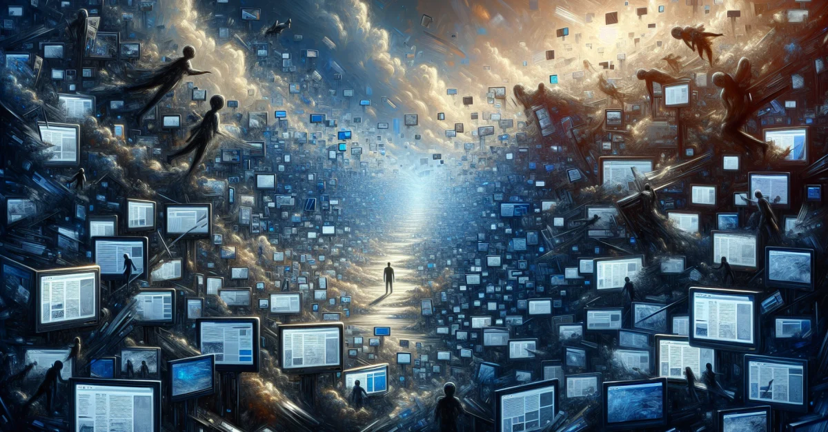 A visual representation of the flood of AI spam websites inundated with false information, highlighting the challenges of the digital information landscape.