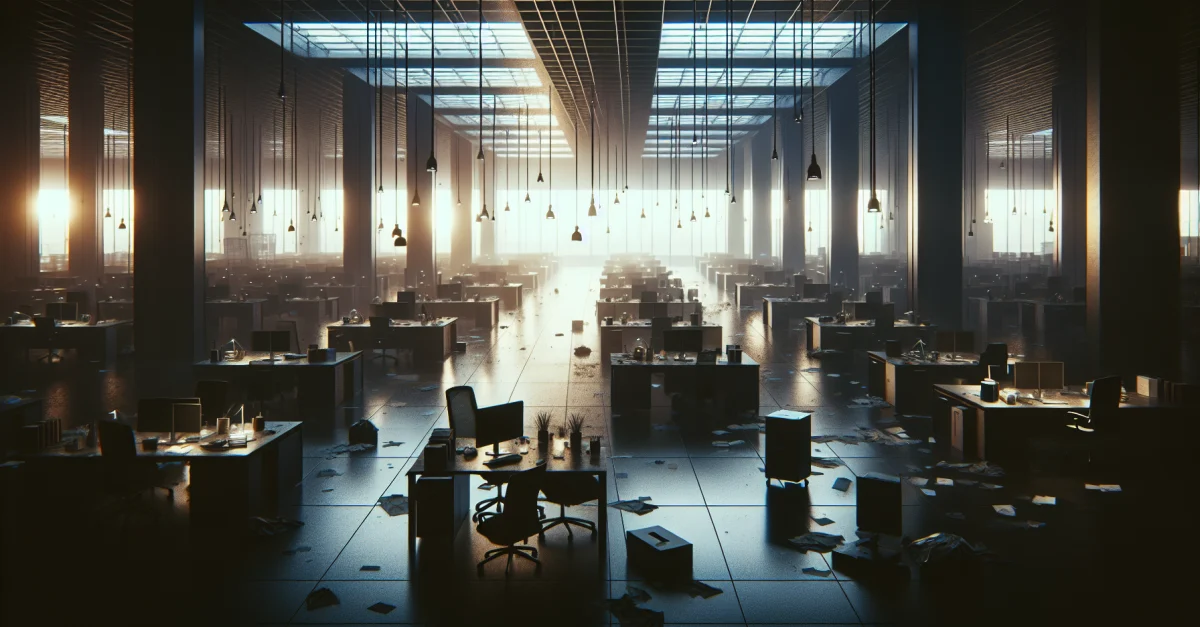 Leere Büros bei Meta symbolisieren die bevorstehenden Entlassungen von 20 Prozent der Mitarbeiter und die Herausforderungen des Unternehmens.