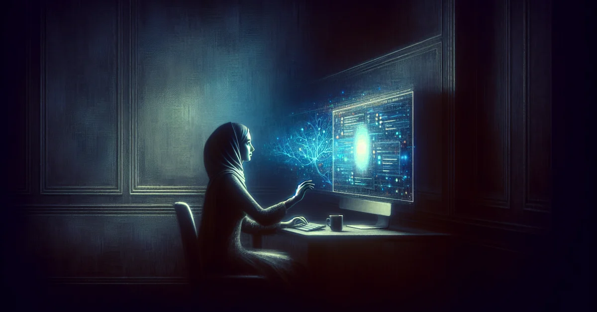 A user engages with OpenAI's new adult mode of ChatGPT in a dimly lit room, exploring the boundaries of AI communication.