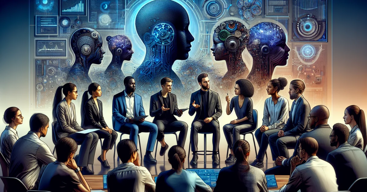 Jakub Pachocki, Chief Scientist von OpenAI, spricht über die realistischen Erwartungen an KI in einem modernen Büro mit einem Team von Forschern.