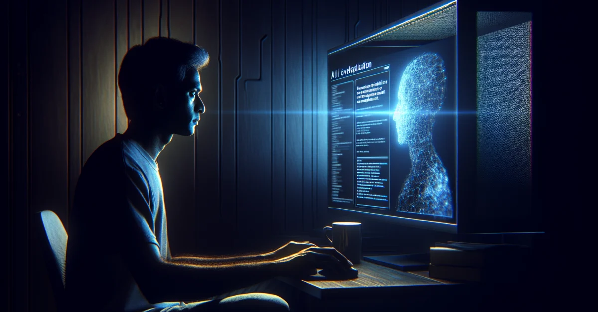 Silhouette eines Nutzers vor einem Computerbildschirm, der die Entwicklung des erotischen Chatbots von OpenAI symbolisiert. Ethik im Tech-Sektor.