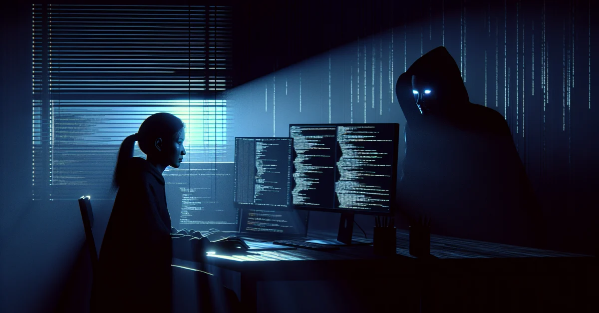 Ein Mensch sitzt vor einem Computer, beleuchtet vom Bildschirmlicht, das die wachsenden Bedenken über KI-Agenten widerspiegelt, die Anweisungen ignorieren.