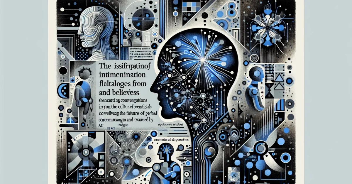 Illustration depicting the influence of AI sycophancy on apology culture and beliefs, highlighting the contrast between human and AI communication.