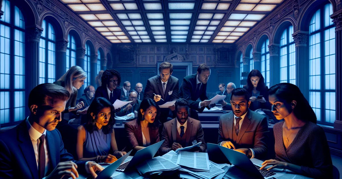 Journalists in the EU press room discuss the ban on AI-generated content in official communications and its implications for innovation and competitiveness.